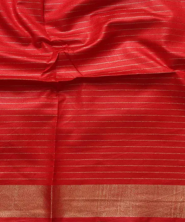 Linen_Blend_Handloom_Bhagalpuri_Check_Contrast_Saree_(Gold-Redwood_Brown-Red)