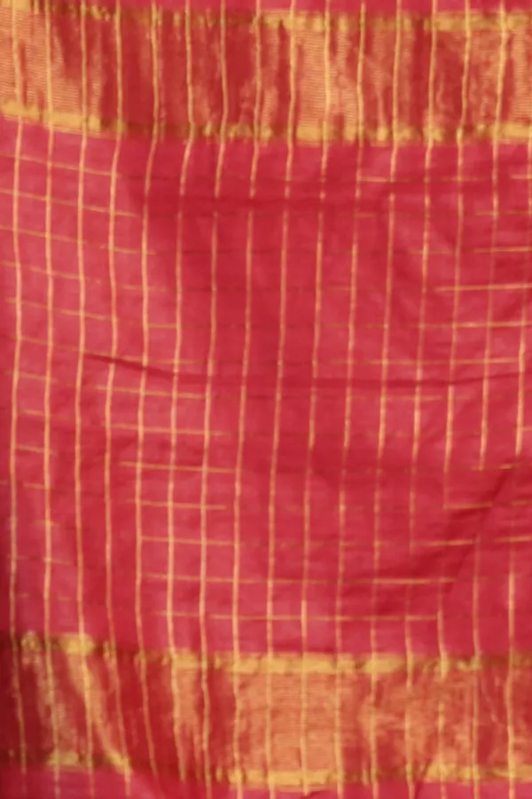 Authentic_Dark_Red_Cotton_Silk_Handloom_Mangalagiri_Check_Saree_with_Blouse_Piece