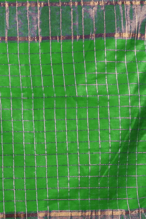 Authentic_Racing_Green_Cotton_Silk_Handloom_Mangalagiri_Check_Saree_with_Blouse_Piece