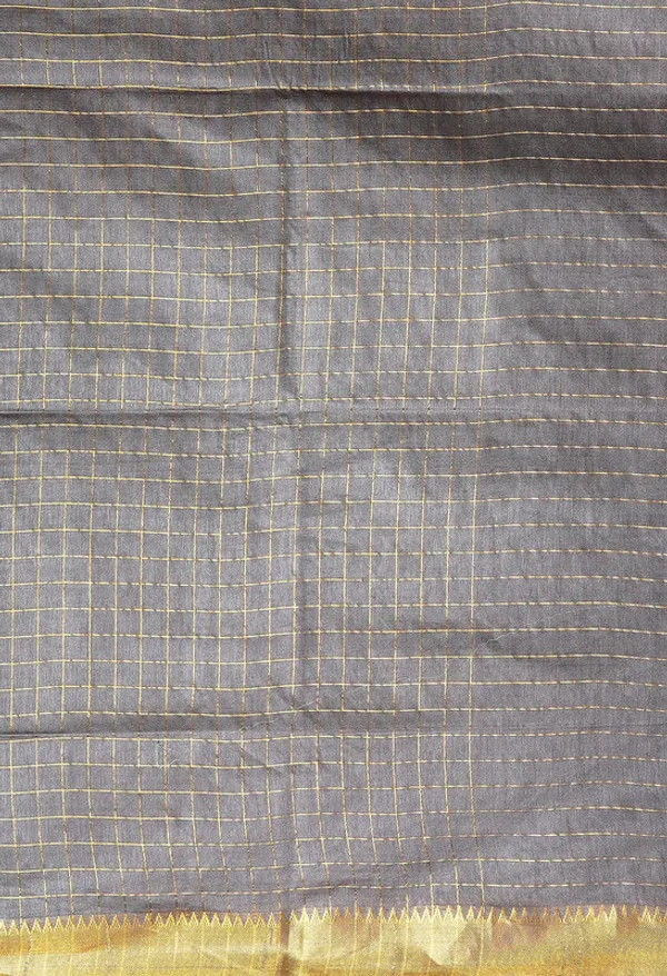 Authentic_Grey_Cotton_Silk_Handloom_Mangalagiri_Check_Saree_with_Blouse_Piece