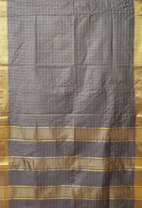 Authentic_Grey_Cotton_Silk_Handloom_Mangalagiri_Check_Saree_with_Blouse_Piece