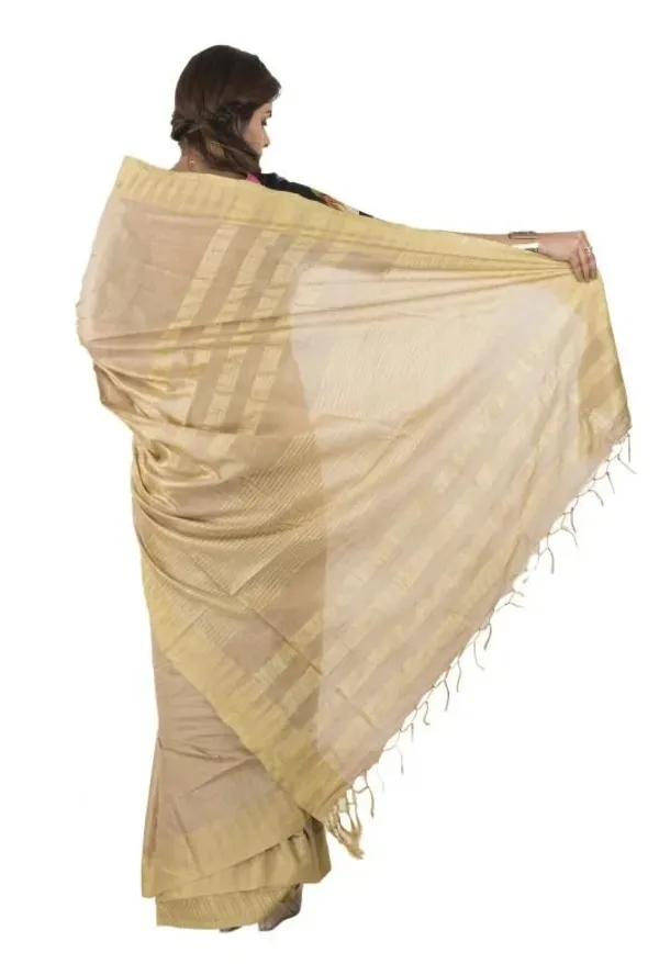 Akaroe_Brown_Handloom_Semi_Tussar_Silk_Temple_Border_Bhagalpuri_Saree