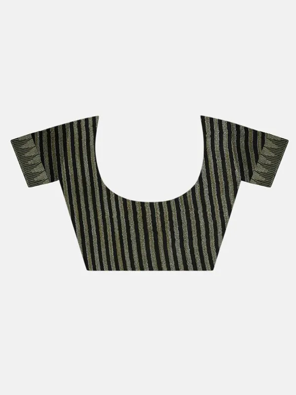 Black_Handloom_Semi_Tussar_Silk_Temple_Border_Bhagalpuri_Saree