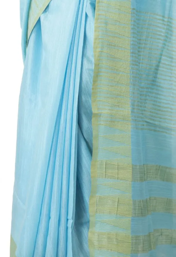 Glacier_Cyan_Handloom_Semi_Tussar_Silk_Temple_Border_Bhagalpuri_Saree