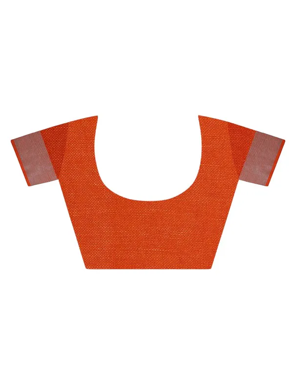 Hippie_MagentaOrange_Handloom_Semi_Tussar_Silk_Temple_Border_Bhagalpuri_Saree