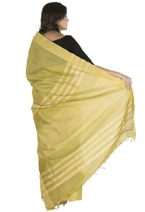 Huskie_Green_Handloom_Semi_Tussar_Silk_Temple_Border_Bhagalpuri_Saree