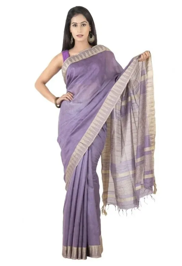 Mambae_Purple_Handloom_Semi_Tussar_Silk_Temple_Border_Bhagalpuri_Saree