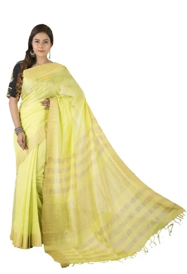 Primrose_Green_Handloom_Semi_Tussar_Silk_Temple_Border_Bhagalpuri_Saree