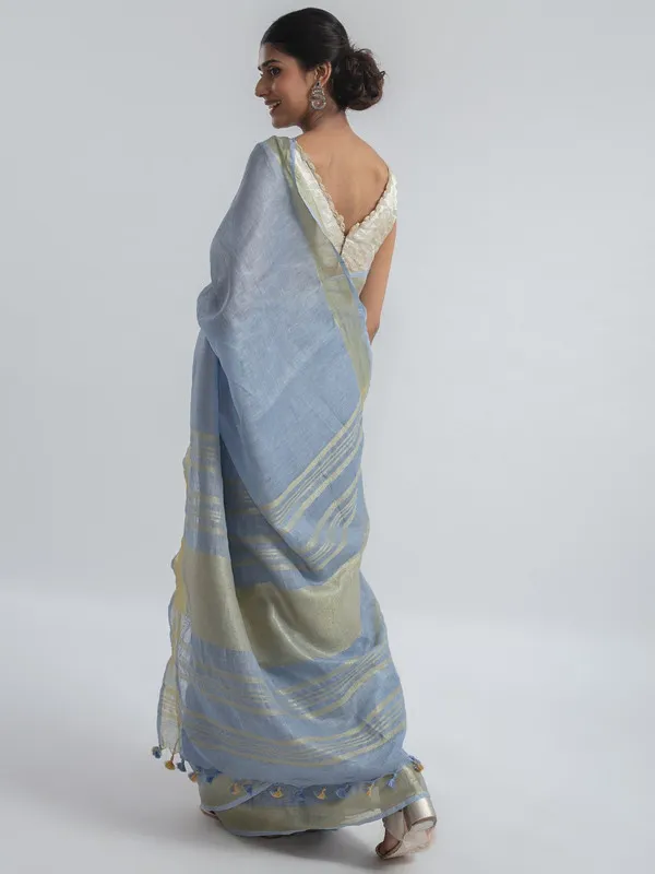 GoldGrey_Linen_Cotton_Blend_Handloom_Bhagallpuri_Saree