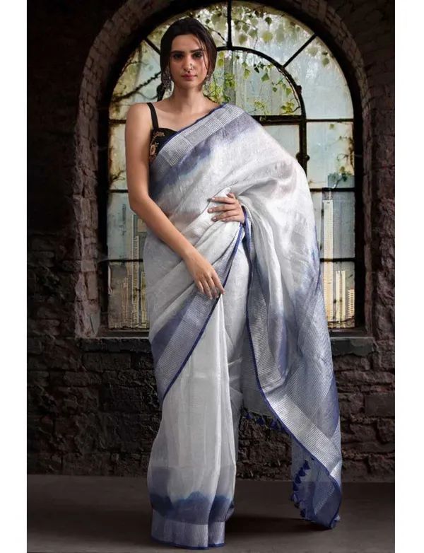 Authentic_Egyptian_Blue_&_White_Bhagalpuri_Handloom_Tissue_Linen_Two_Dye_Saree