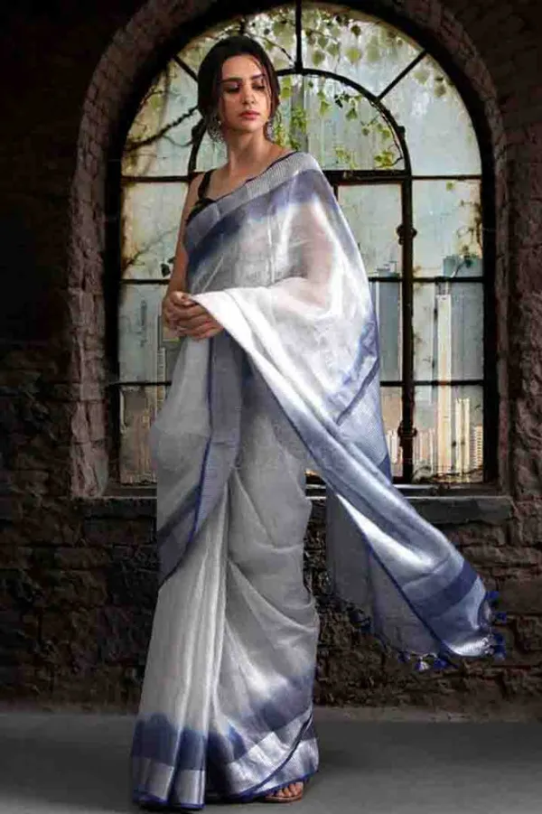 Authentic_Egyptian_Blue_&_White_Bhagalpuri_Handloom_Tissue_Linen_Two_Dye_Saree