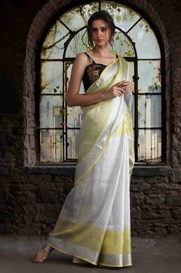 Authentic_Yellow_&_White_Bhagalpuri_Handloom_Tissue_Linen_Two_Dye_Saree