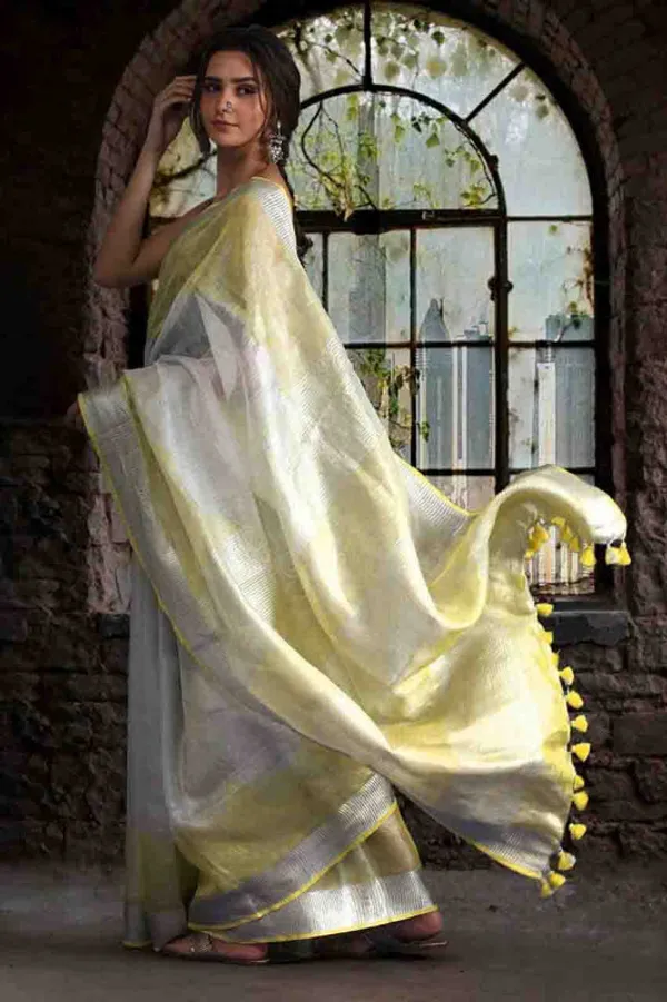 Authentic_Yellow_&_White_Bhagalpuri_Handloom_Tissue_Linen_Two_Dye_Saree