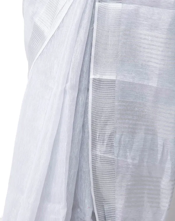 Authentic_White_Tissue_Linen_Handloom_Bhagapuri_Saree_with_Running_Blouse_Piece