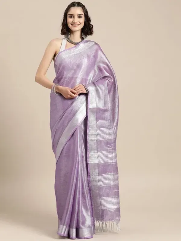 Authentic_Wisteria_Purple_Tissue_Linen_Handloom_Bhagapuri_Saree_with_Running_Blouse_Piece