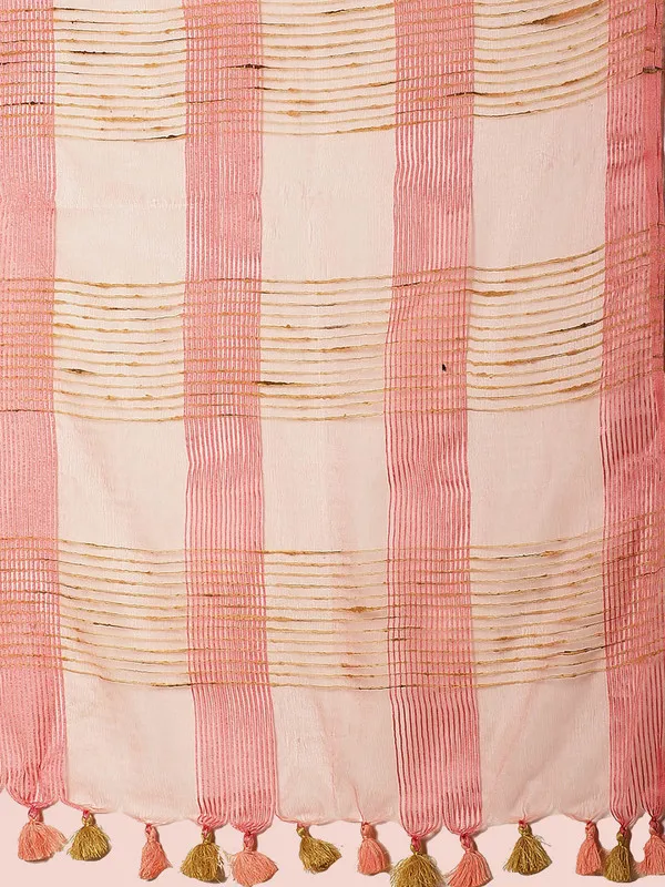 Authentic_Coral_Peach_Mulberry_Ghicha_Silk_Handloom_Bhagalpuri_Net_Saree