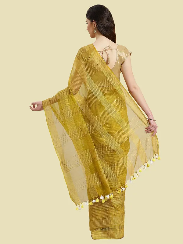 Authentic_Ecru_Green_Mulberry_Ghicha_Silk_Handloom_Bhagalpuri_Net_Saree
