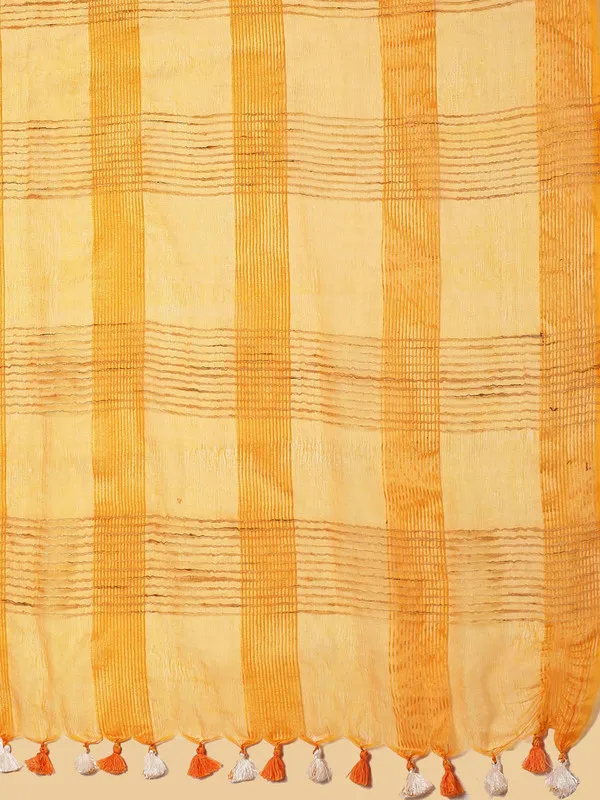 Authentic_Gamboge_Yellow_Mulberry_Ghicha_Silk_Handloom_Bhagalpuri_Net_Saree