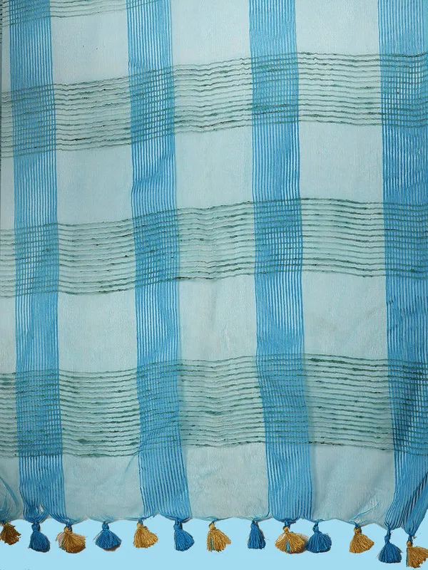 Authentic_Pacific_Cyan_Mulberry_Ghicha_Silk_Handloom_Bhagalpuri_Net_Saree