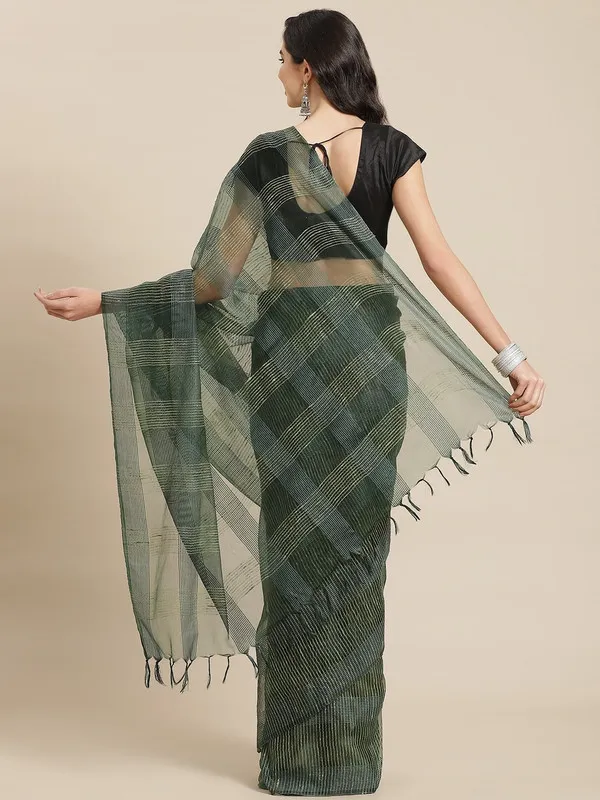 Authentic_Reseda_Green_Mulberry_Ghicha_Silk_Handloom_Bhagalpuri_Net_Saree