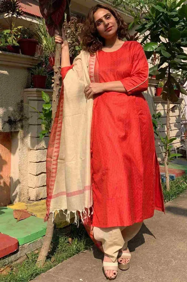 Authentic_Red_Katan_Ghicha_Silk_Handloom_Striped_Salwar_Suit_Set_Fabric_with_Linen_Blend_Bottom_and_Temple_Dupatta