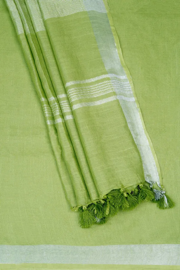 Chelcie_Green_Linen_Blend_Handloom_Saree_With_Blouse_Piece