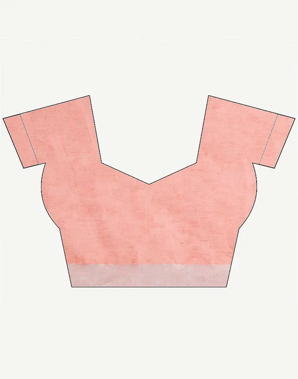 Coral_Orange_Linen_Blend_Handloom_Saree_With_Blouse_Piece