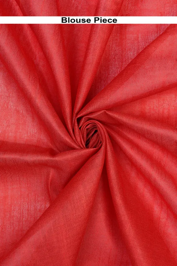 Fine_Red_Linen_Blend_Handloom_Saree_With_Blouse_Piece