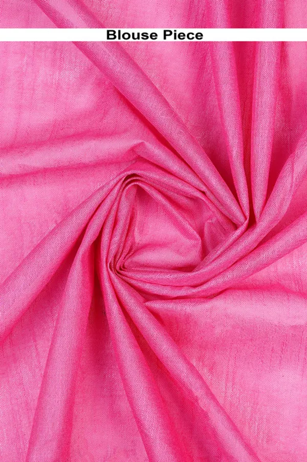 Hot_Pink_Linen_Blend_Handloom_Saree_With_Blouse_Piece