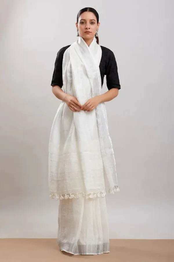 Authentic_White_Bhagalpuri_Handloom_Pure_Linen_Saree