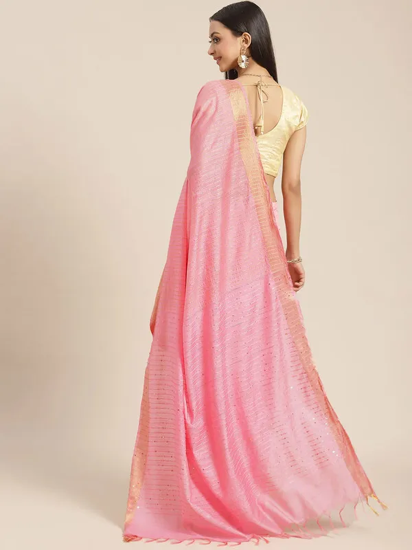 Authentic_Blush_Pink_Cotton_Semi_Soft_Silk_Striped_Sequin_Handloom_Bhagalpuri_Saree