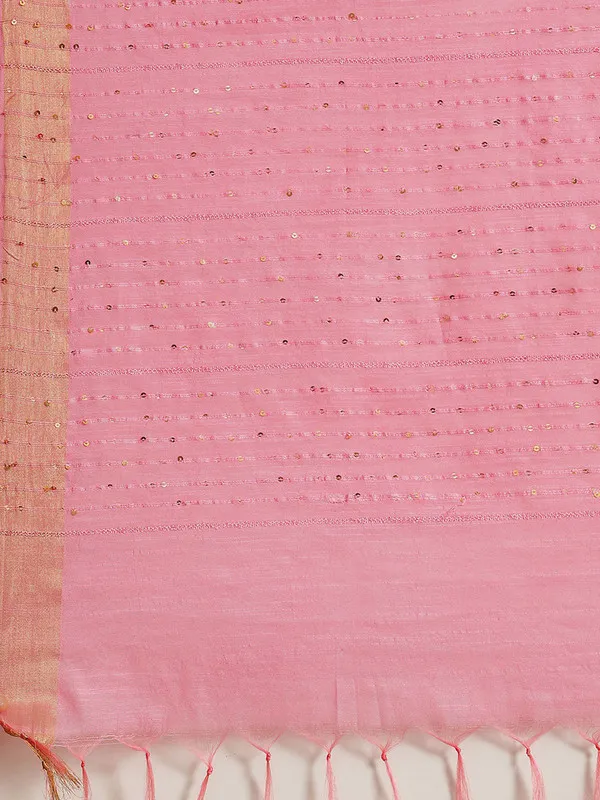Authentic_Blush_Pink_Cotton_Semi_Soft_Silk_Striped_Sequin_Handloom_Bhagalpuri_Saree