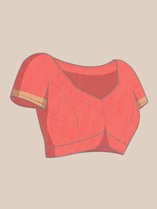 Authentic_Contessiea_Red_Cotton_Semi_Soft_Silk_Striped_Sequin_Handloom_Bhagalpuri_Saree