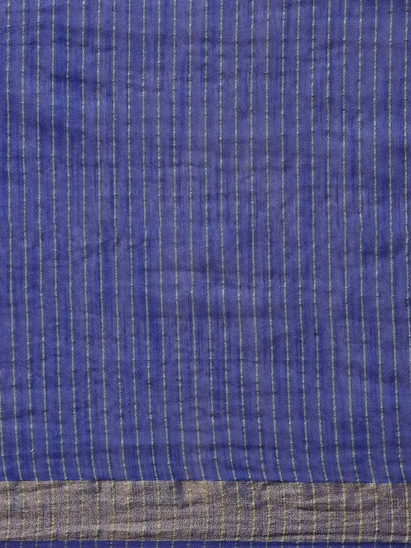 Authentic_Egyptiasn_Blue_Cotton_Semi_Soft_Silk_Striped_Sequin_Handloom_Bhagalpuri_Saree