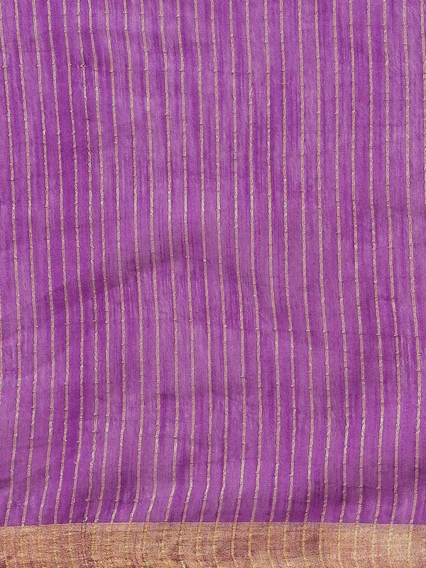 Authentic_Elexctric_Purple_Cotton_Semi_Soft_Silk_Striped_Sequin_Handloom_Bhagalpuri_Saree