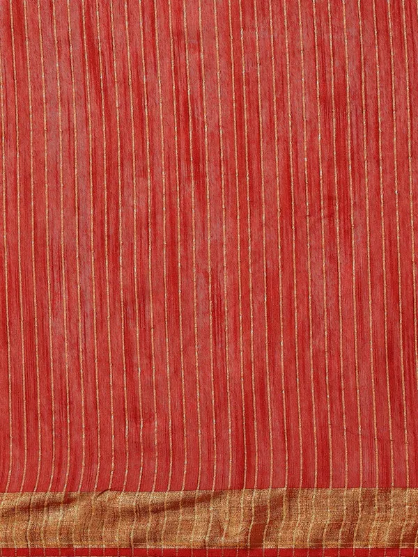 Authentic_Red_Cotton_Semi_Soft_Silk_Striped_Sequin_Handloom_Bhagalpuri_Saree