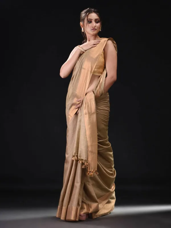 Authentic_Clay_Brown_Tussar_Viscous_Silk_Handloom_Bhagalpuri_Saree_with_Gold_Zari_Border