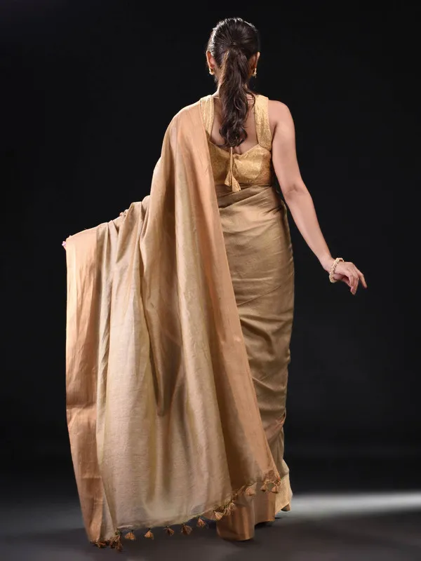 Authentic_Clay_Brown_Tussar_Viscous_Silk_Handloom_Bhagalpuri_Saree_with_Gold_Zari_Border