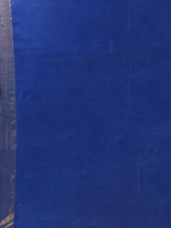 Authentic_Cobalt_Blue_Tussar_Viscous_Silk_Handloom_Bhagalpuri_Saree_with_Gold_Zari_Border