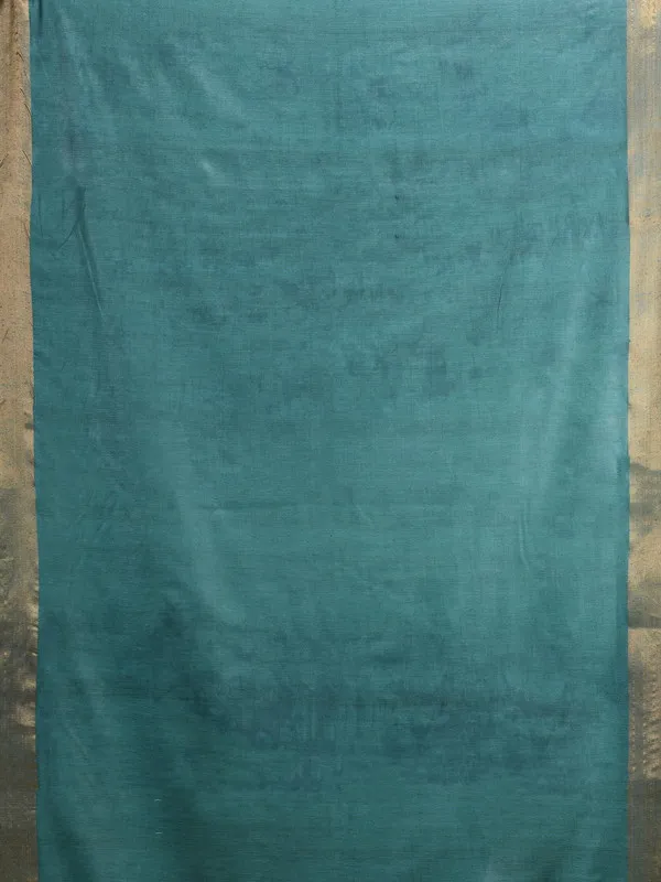 Authentic_Pine_Green_Tussar_Viscous_Silk_Handloom_Bhagalpuri_Saree_with_Gold_Zari_Border