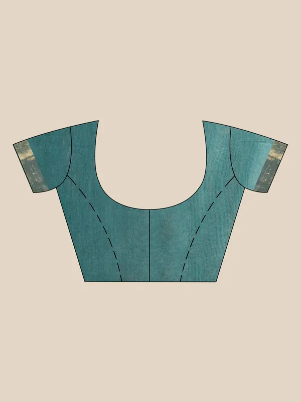 Authentic_Pine_Green_Tussar_Viscous_Silk_Handloom_Bhagalpuri_Saree_with_Gold_Zari_Border