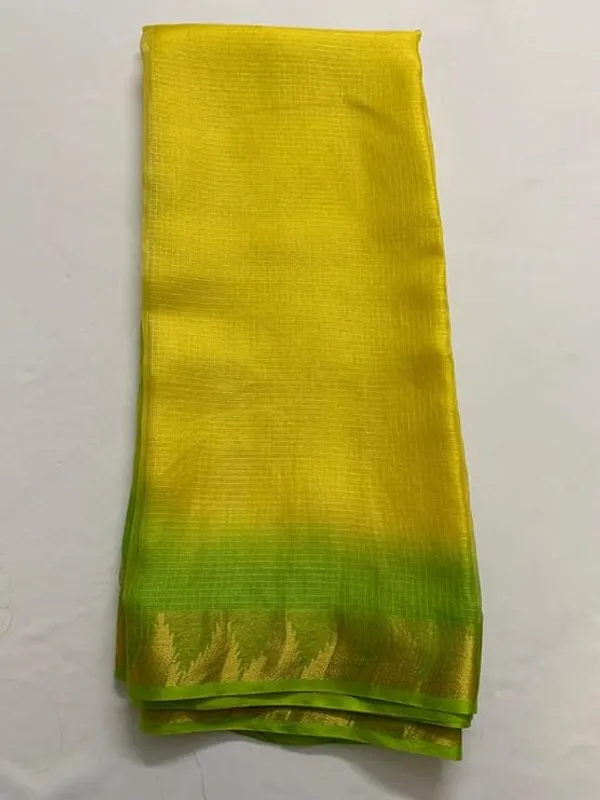 Premium_Dual_Tone_Tie-Dye_Kota_Doria_Silk_Organza_Bhagalpuri_Saree_with_Temple_Border_(13255_Canary_Yellow_&_Parrot_Green)