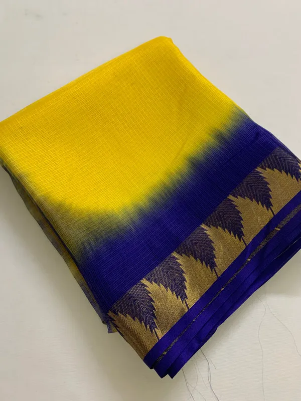 Authentic_Pure_Handloom_Bhagalpuri_Saree_in_Kota_Silk_Organza_with_Tie-Dye_and_Temple_Border_(13256_Canary_Yellow_Duke_Blue)