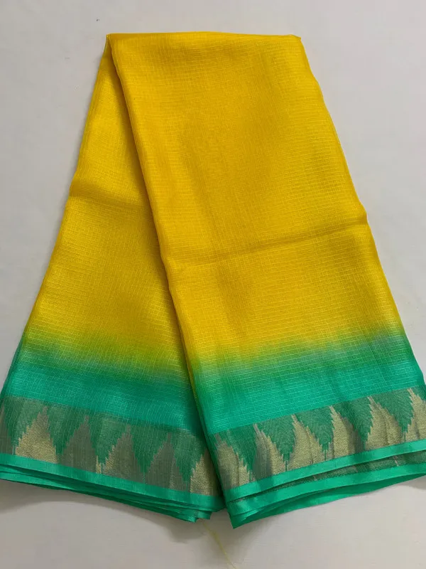 Authentic_Designer_Kota_Silk_Organza_Bhagalpuri_Saree_?_Tie_&_Dye_with_Temple_Border_(13257_Canary_Yellow-Pigment_Green)