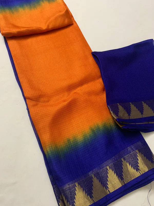 Authentic_Ethnic_Bhagalpuri_Handloom_Saree_in_Kota_Doria_Silk_Organza_Net_with_Temple_Border_&_Tie-Dye_(13258_Cristy_Orange_&_Duke_Blue)