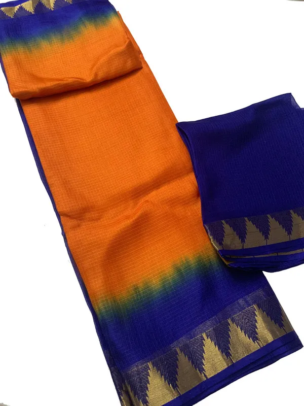 Authentic_Ethnic_Bhagalpuri_Handloom_Saree_in_Kota_Doria_Silk_Organza_Net_with_Temple_Border_&_Tie-Dye_(13258_Cristy_Orange_&_Duke_Blue)