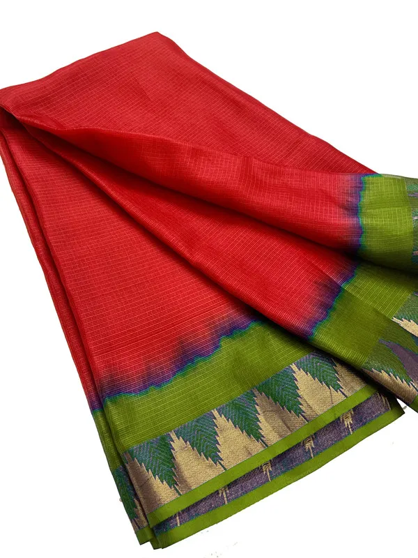 Authentic_Soft_Kota_Doria_Silk_Organza_Handloom_Saree_?_Bhagalpuri_Weave,_Tie_Dye,_Temple_Border_(13260_Fappie_Green_&_Red)