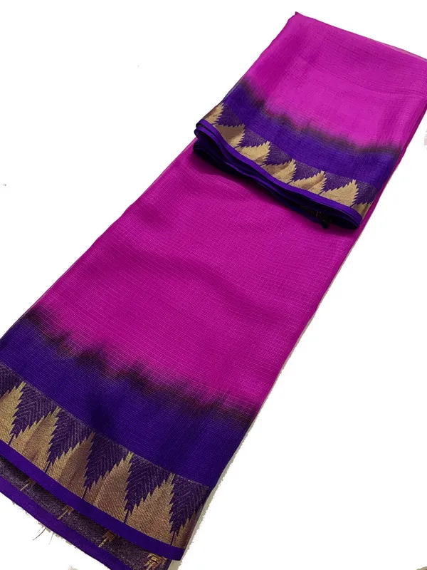 Authentic_Elegant_Tie_&_Dye_Kota_Doria_Silk_Organza_Net_Bhagalpuri_Saree_with_Temple_Border_(13262_French_Purple_&_Fuchsia_Magenta)