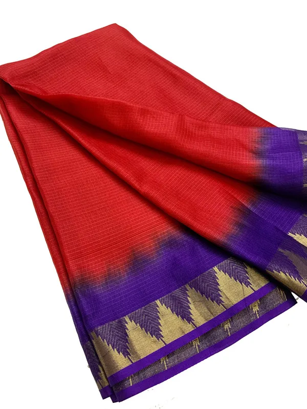 Authentic_Kota_Doria_Silk_Organza_Bhagalpuri_Handloom_Saree_with_Temple_Border_&_Tie-Dye_Design_(13263_French_Purple_&_Red)