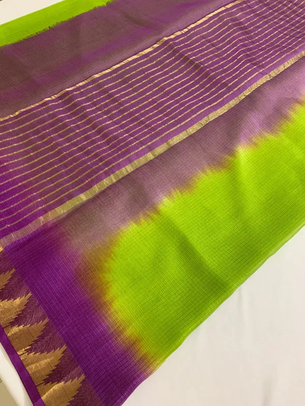 Authentic_Pure_Handloom_Bhagalpuri_Saree_in_Kota_Silk_Organza_with_Tie-Dye_and_Temple_Border_(13266_Kelly_Green_&_MAgenta)